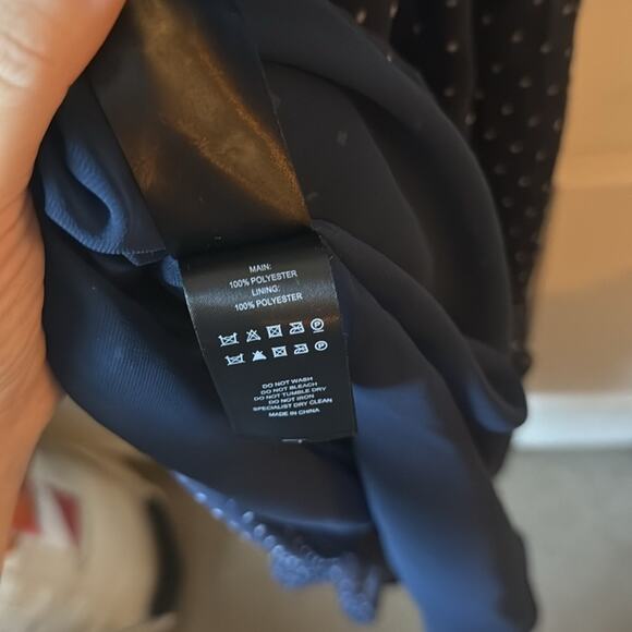 Alexa Chung Navy Polka Dot Chiffon Midi Dress size US 0 - Picture 14 of 15